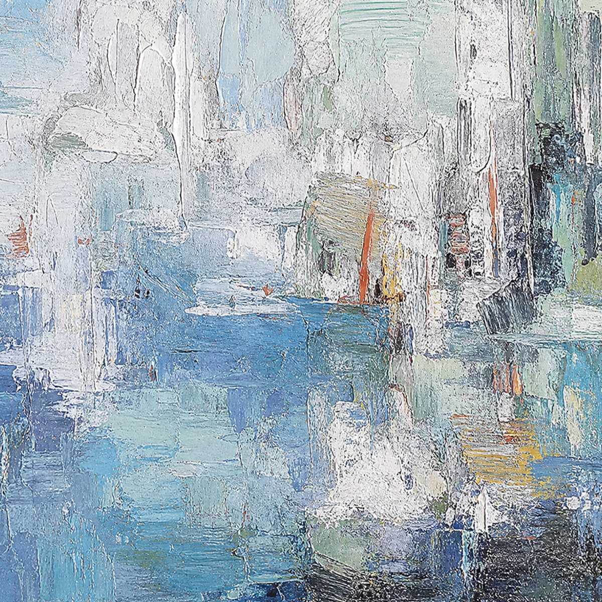 SEASIDE REVERIE: Textured Abstract Painting of a Coastal City