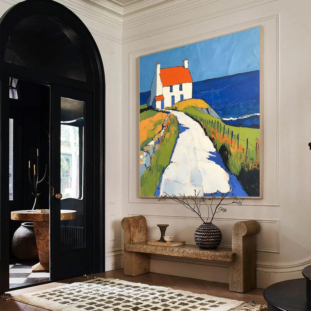 SEASIDE COTTAGE: Impasto Coastal Landscape Oil Painting