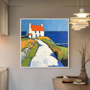 SEASIDE COTTAGE Impasto Coastal Landscape Oil Painting