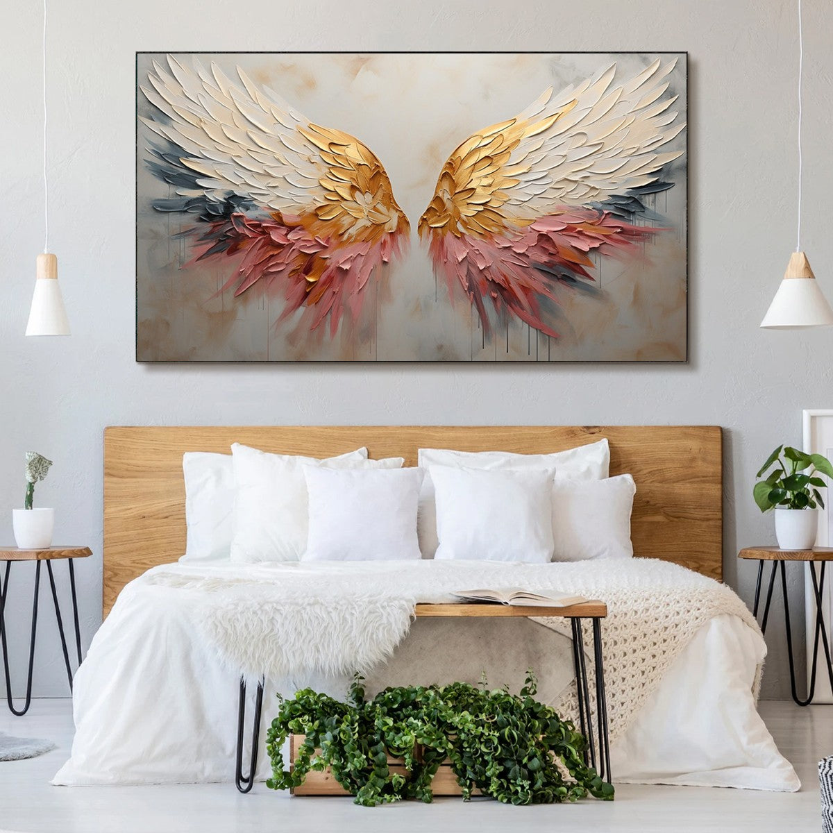 SERAPH'S GRACE: Angelic Wings Impasto Oil Painting