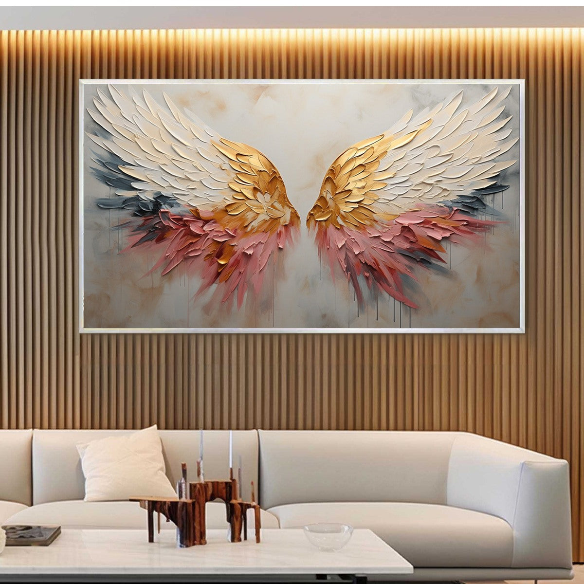 SERAPH'S GRACE: Angelic Wings Impasto Oil Painting