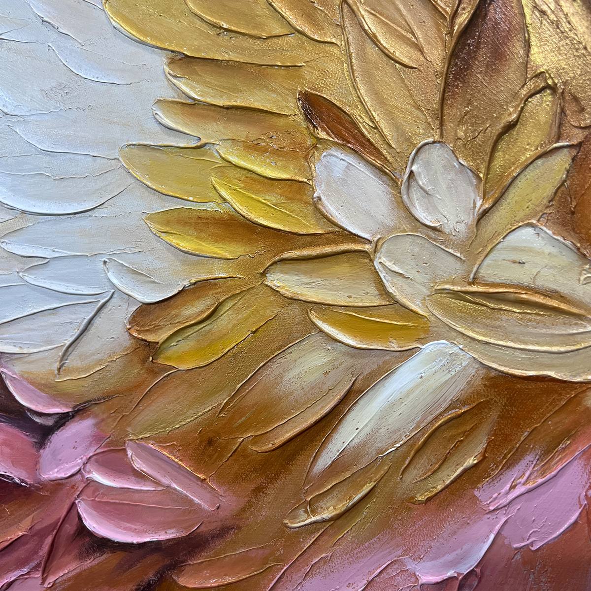 Seraph's Grace: Angelic Wings Impasto Oil Painting Canvas Wall Art