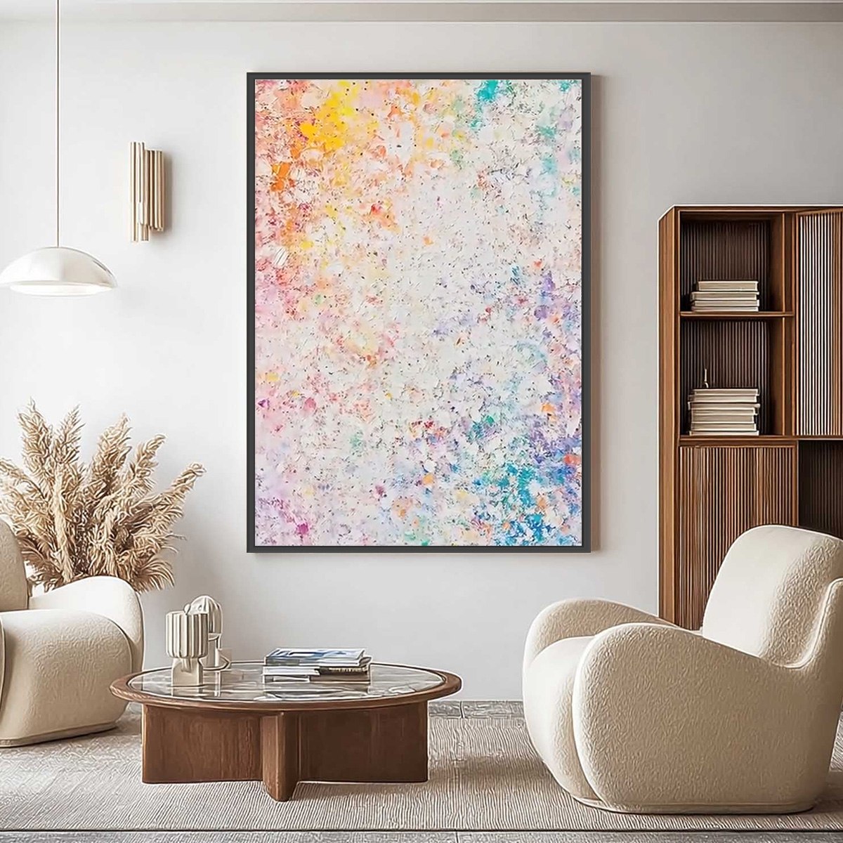 SERENDIPITY: Colorful textured abstract vertical oil painting