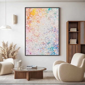 SERENDIPITY: Colorful textured abstract vertical oil painting