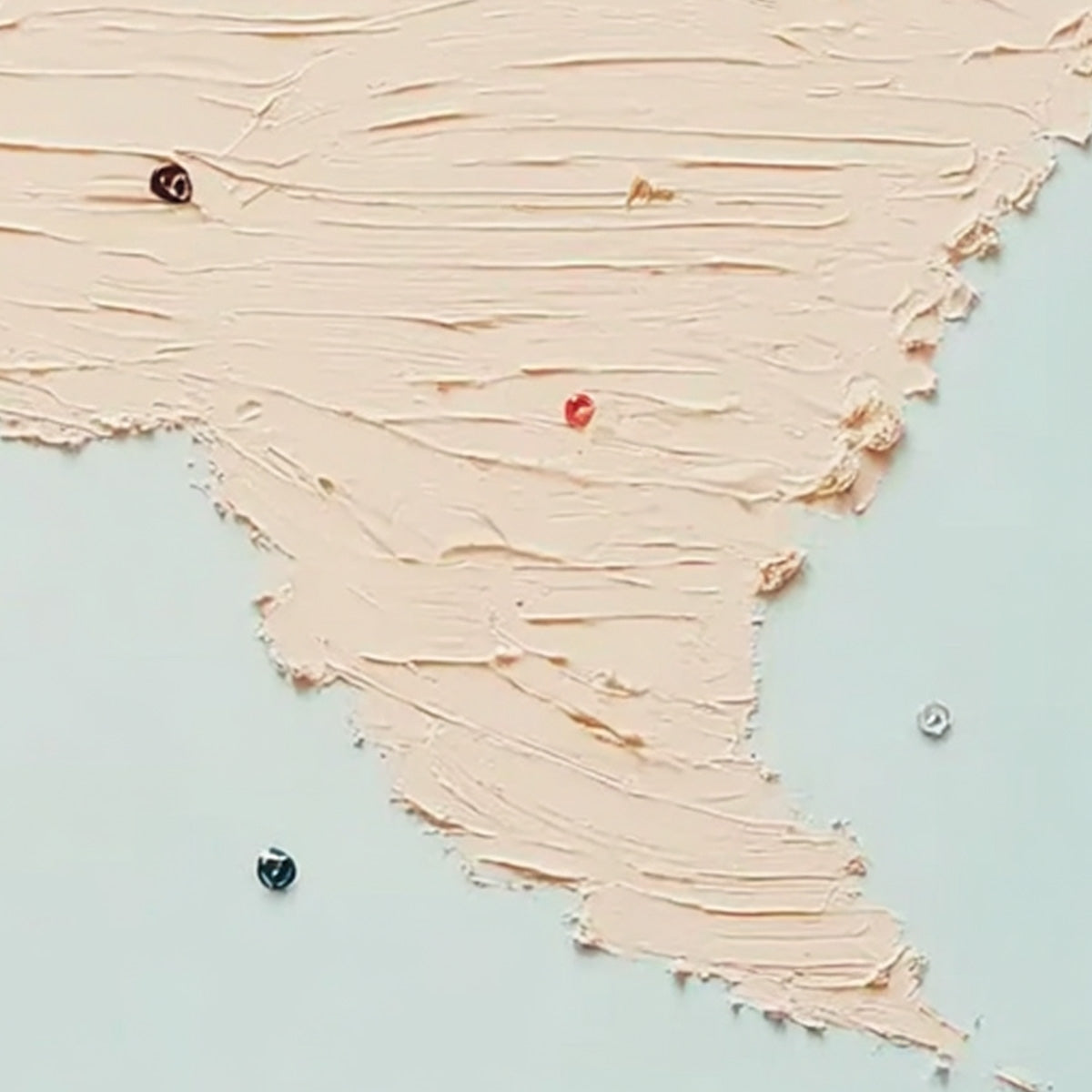 Modern wall art: Original textured impasto painting, blush pink & jewel accents.