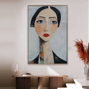 Ready to Ship ｜SERENE GAZE: Textured Figurative Portrait Oil Painting