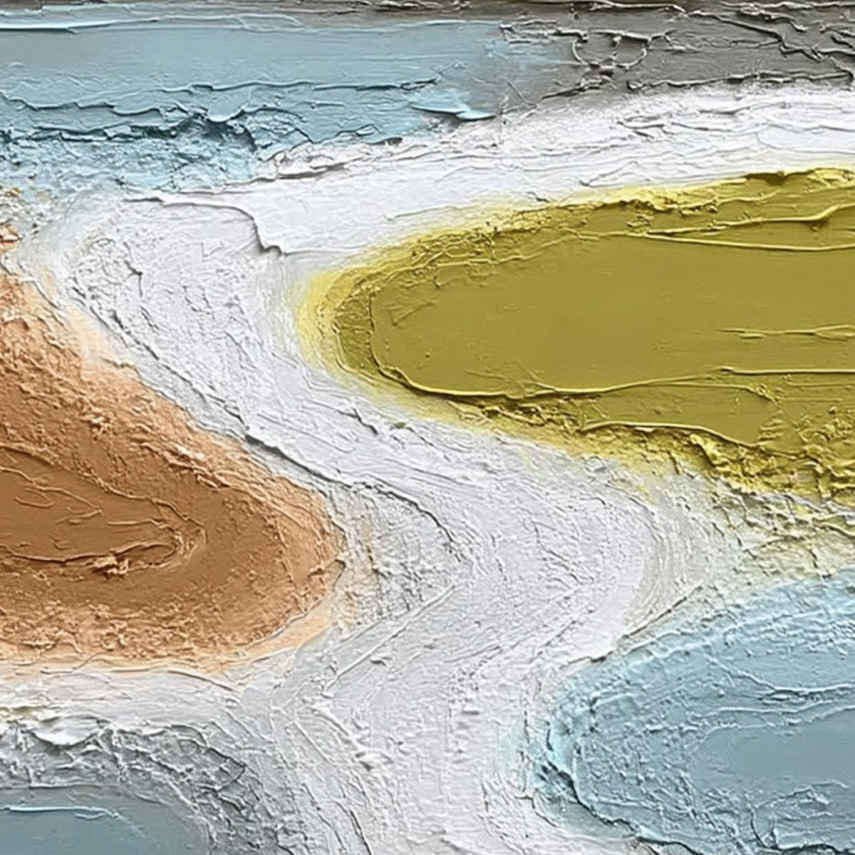Original handmade impasto abstract painting: Wabi-Sabi textured landscape.