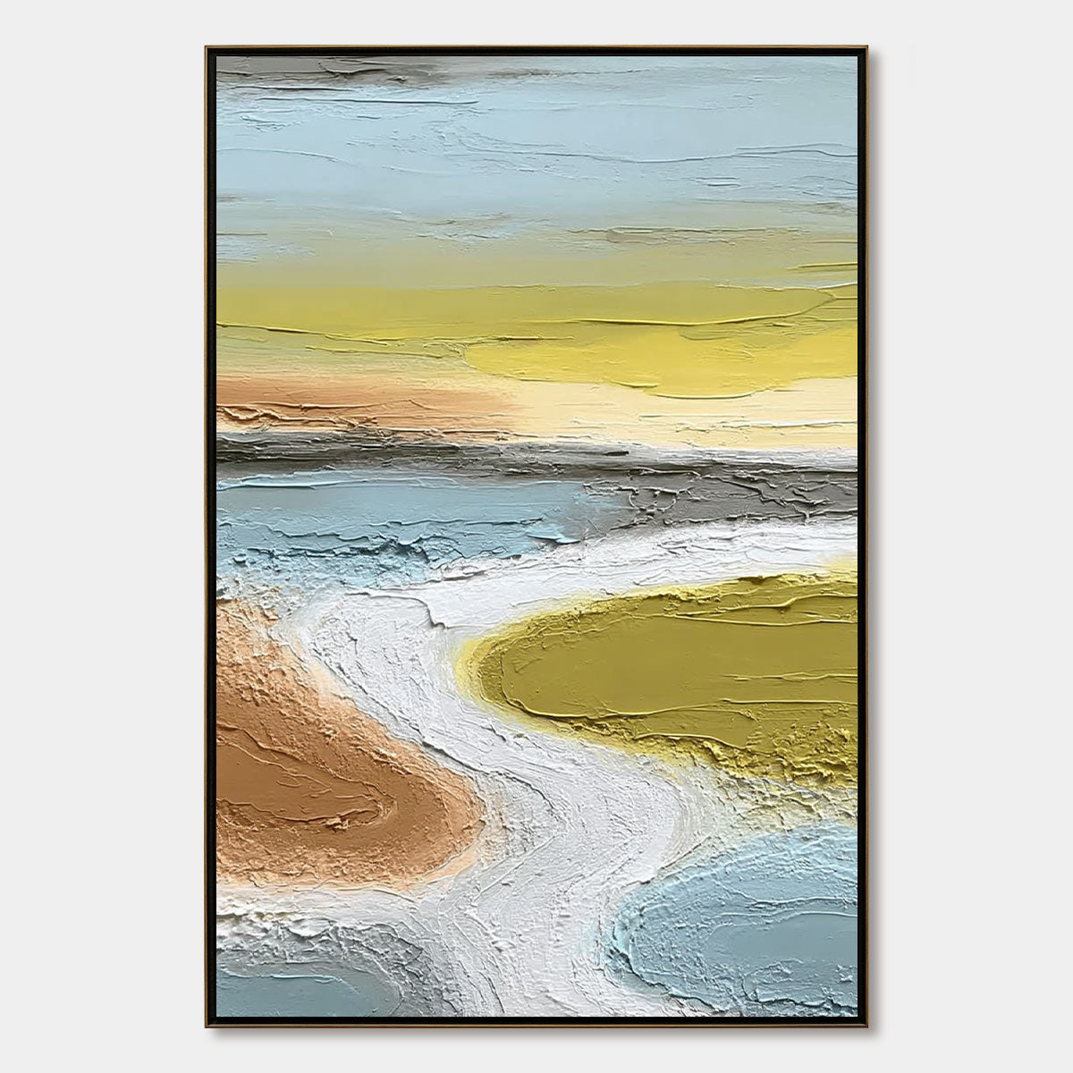 SERENE PATH: Textured Wabi-Sabi Abstract River Landscape