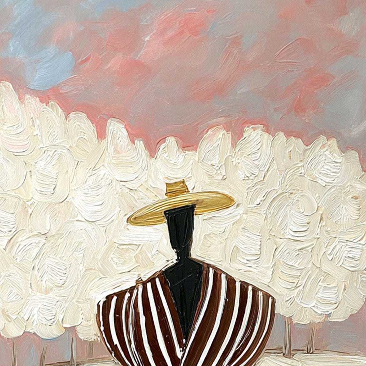 SERENE REFLECTION: Textured Figurative Painting of a Person by the Water