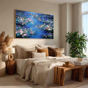 SERENE REFLECTIONS: Impressionistic Textured Water Lily Pond Oil Painting