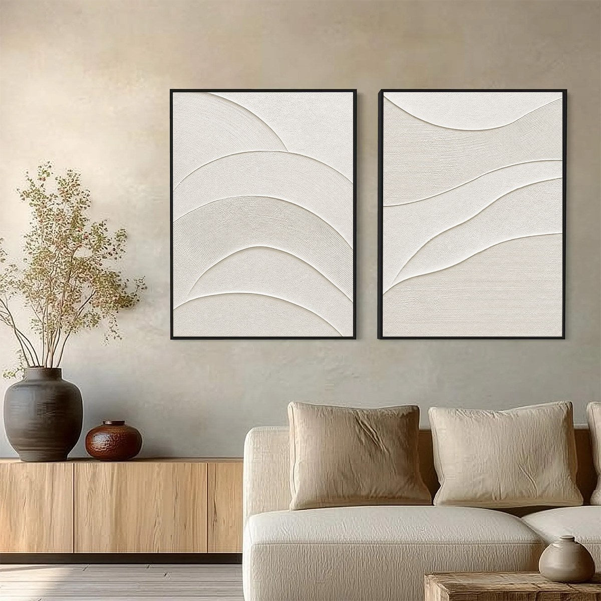 SERENE RHYTHM: Minimalist Textured Wabi Sabi Wall Art Set