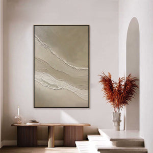 Textured abstract original painting 'Serene Trace' in beige and white, modern wall art.