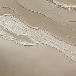 Original textured abstract wall art: handmade painting in neutral beige & white, Wabi-Sabi style.