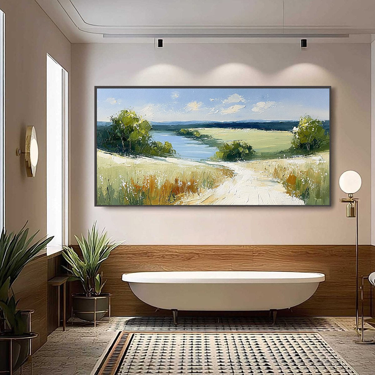 SERENE VISTA: Textured Palette Knife Countryside Landscape Painting