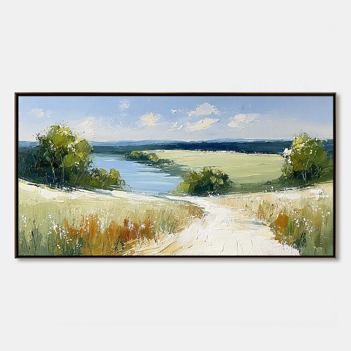 SERENE VISTA: Textured Palette Knife Countryside Landscape Painting