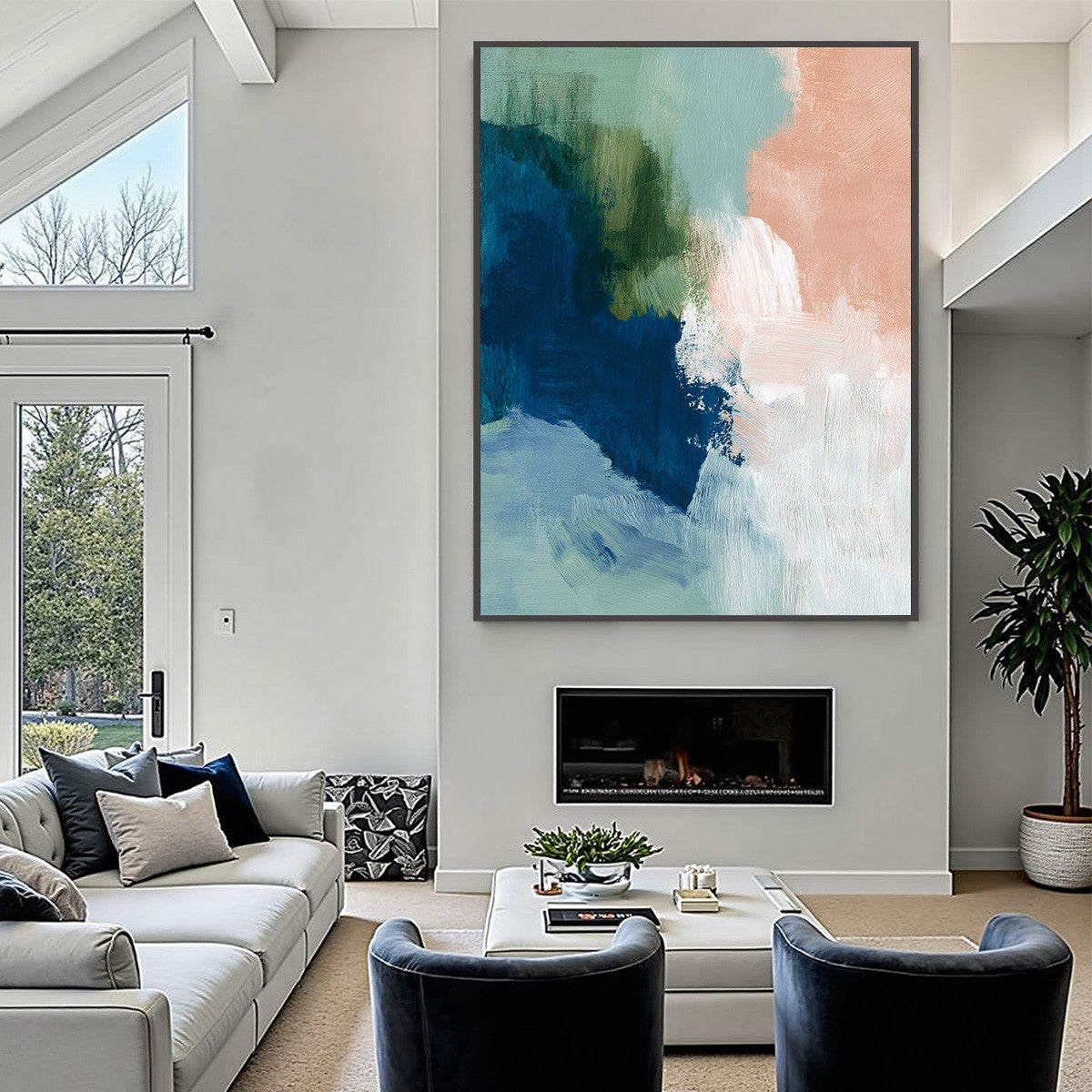 SERENE COLLISION: Modern Abstract Brushstroke Painting