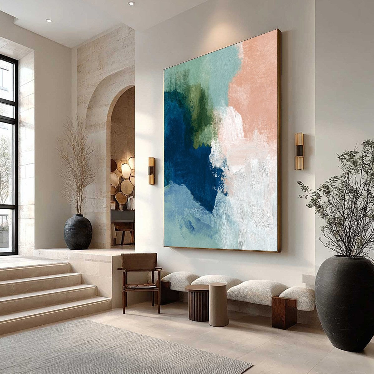 SERENE COLLISION: Modern Abstract Brushstroke Painting