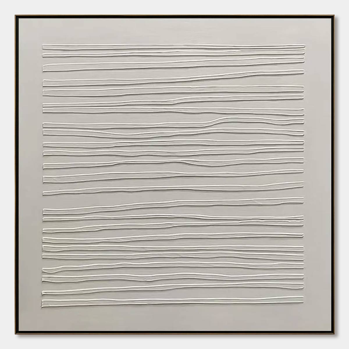 SERENE LINES Minimalist Textured White Abstract Oil Painting