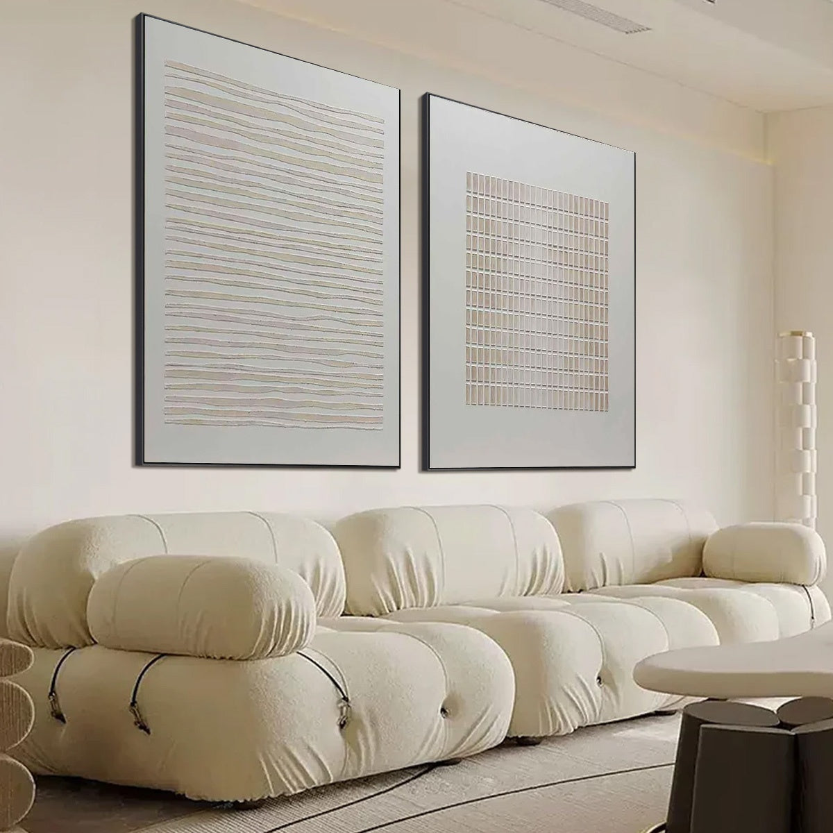 SERENE RHYTHMS: Textured Minimalist Abstract Diptych