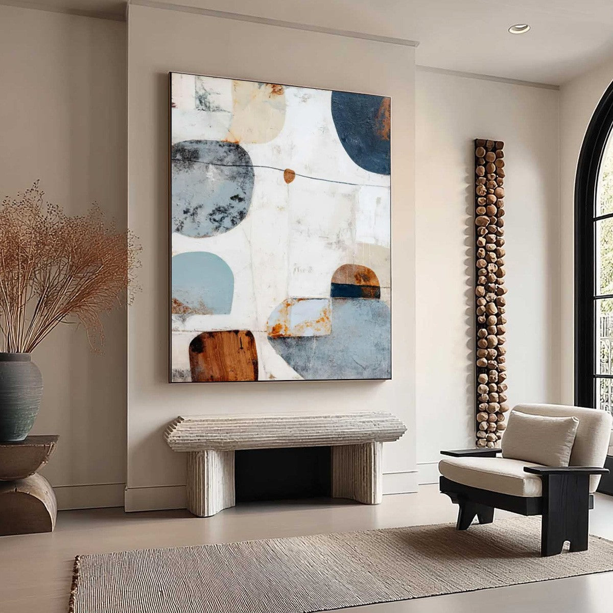 SERENE SHAPES: Textured Abstract Minimalist Oil Painting