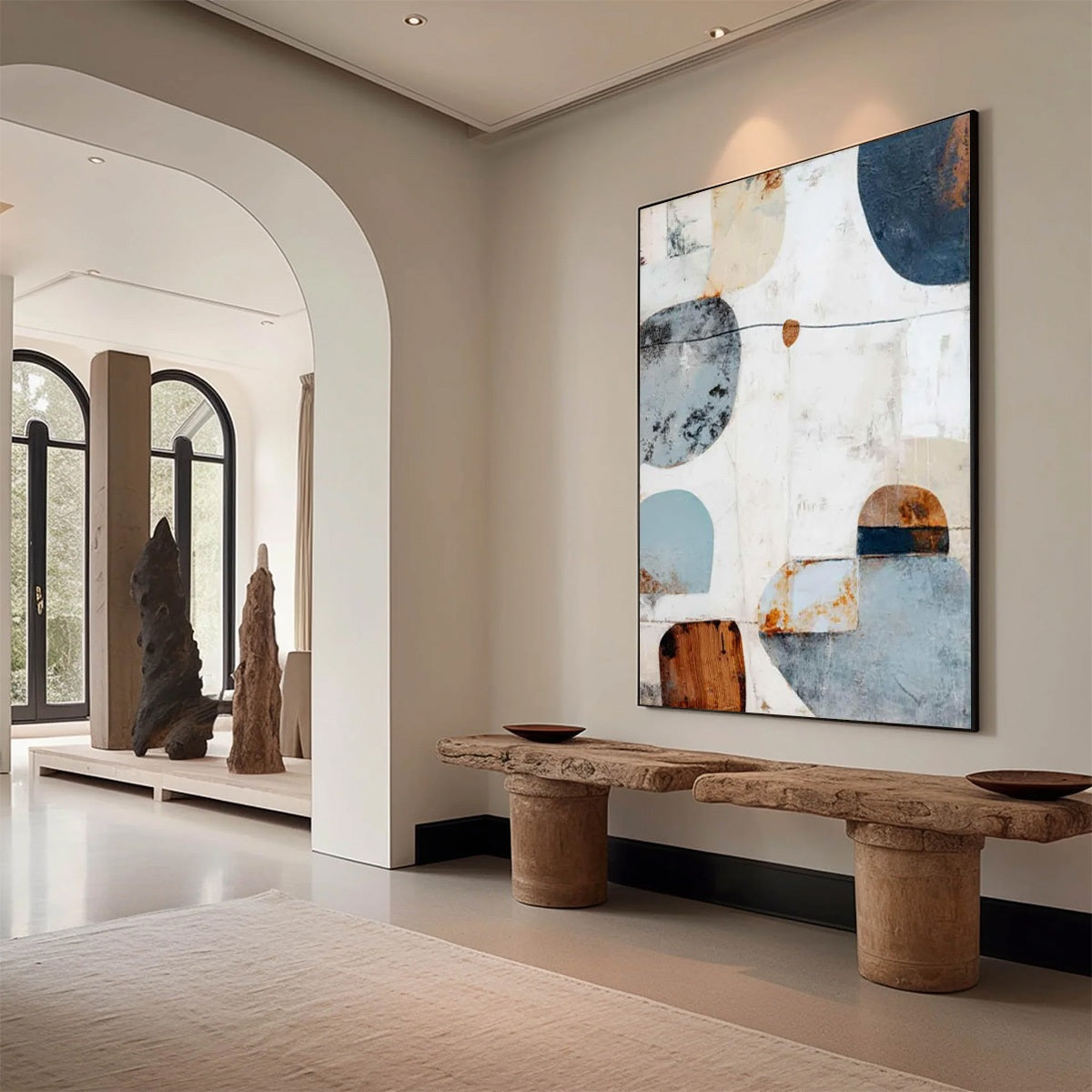 SERENE SHAPES: Textured Abstract Minimalist Oil Painting