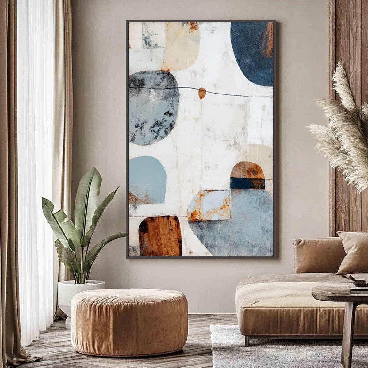 SERENE SHAPES: Textured Abstract Minimalist Oil Painting