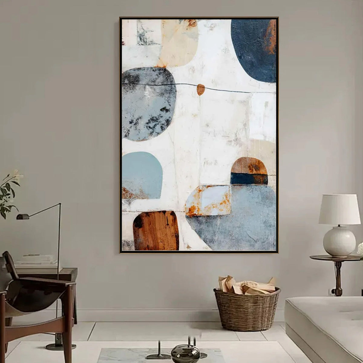 SERENE SHAPES: Textured Abstract Minimalist Oil Painting
