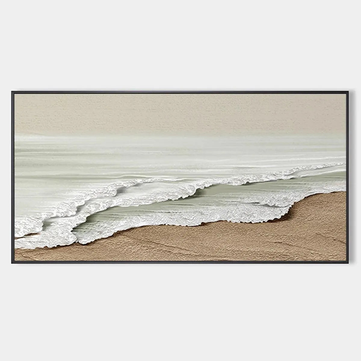 Textured Coastal Landscape Painting in Beige