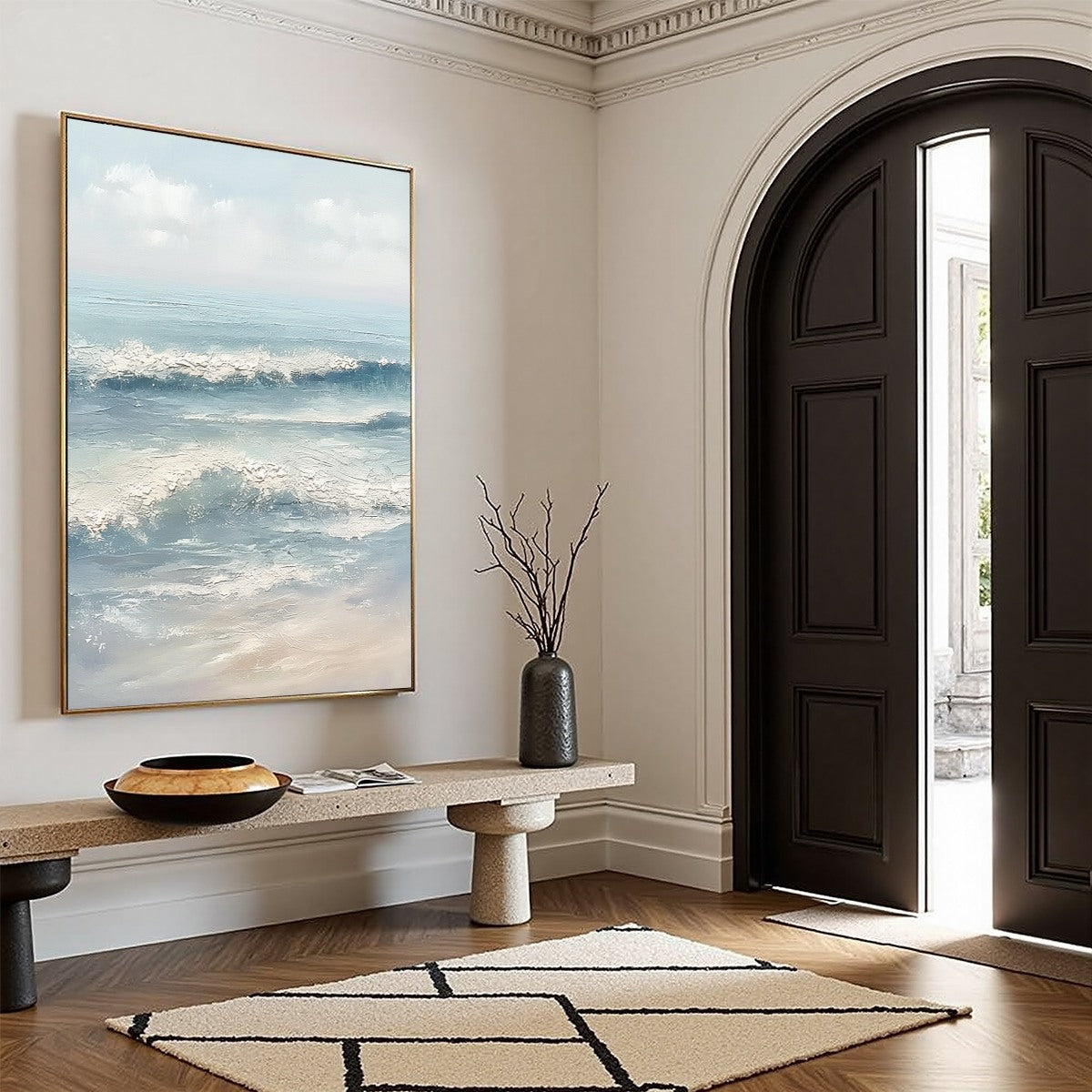 SERENE SHORE: Textured Minimalist Coastal Seascape