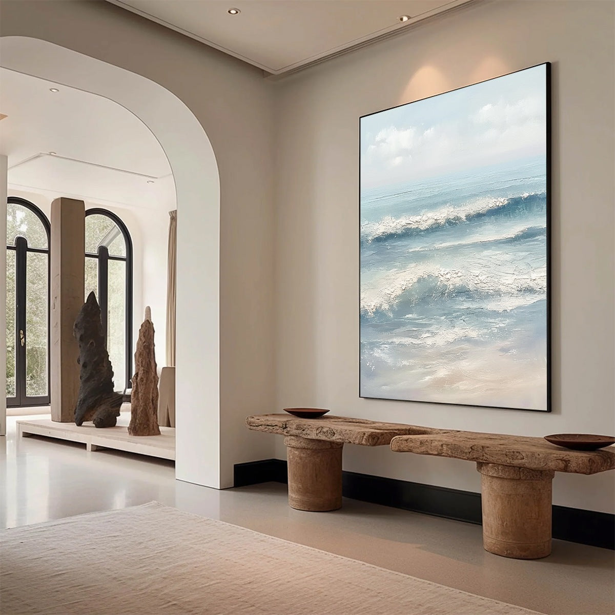 SERENE SHORE: Textured Minimalist Coastal Seascape