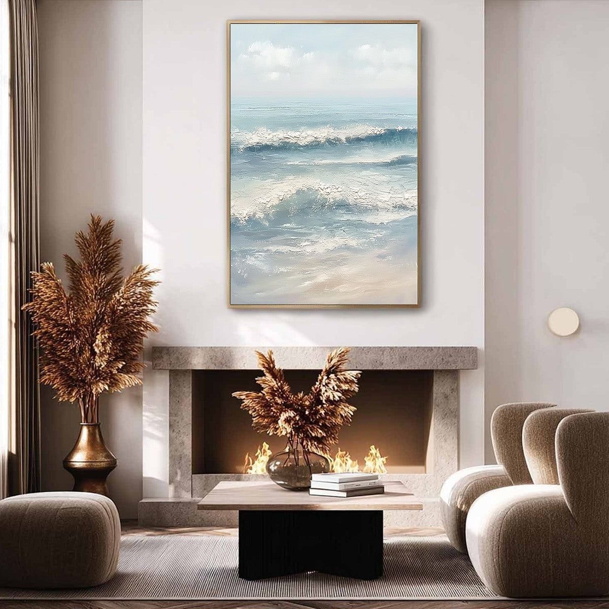 SERENE SHORE: Textured Minimalist Coastal Seascape