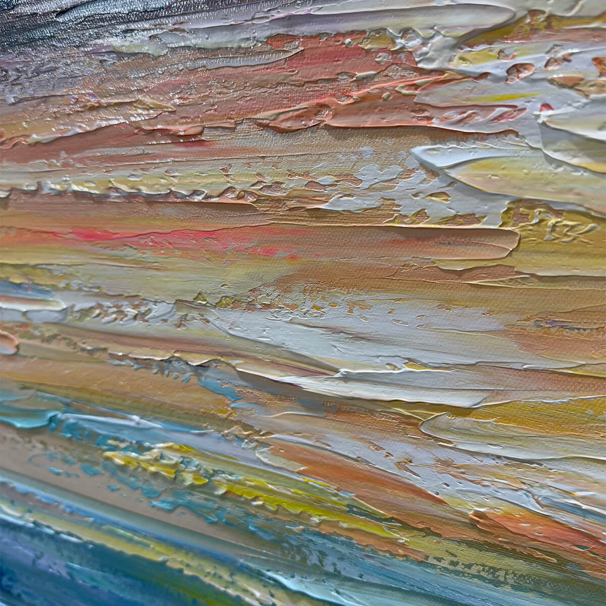 SERENE SUNSET: Panoramic Seascape Painting, Textured Wall Art, Horizontal Canvas, Beach Decor