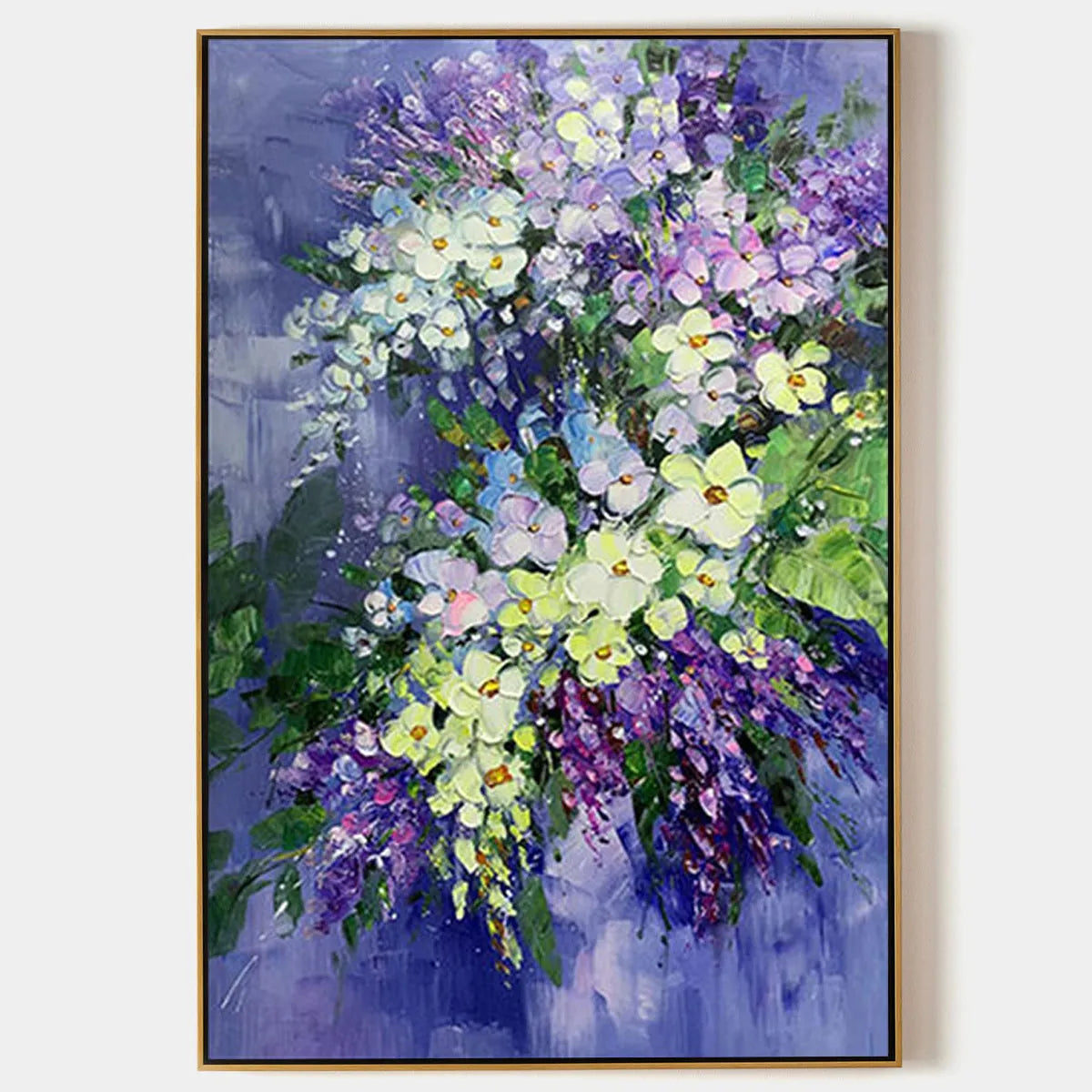 Vertical Impasto Floral Oil Painting