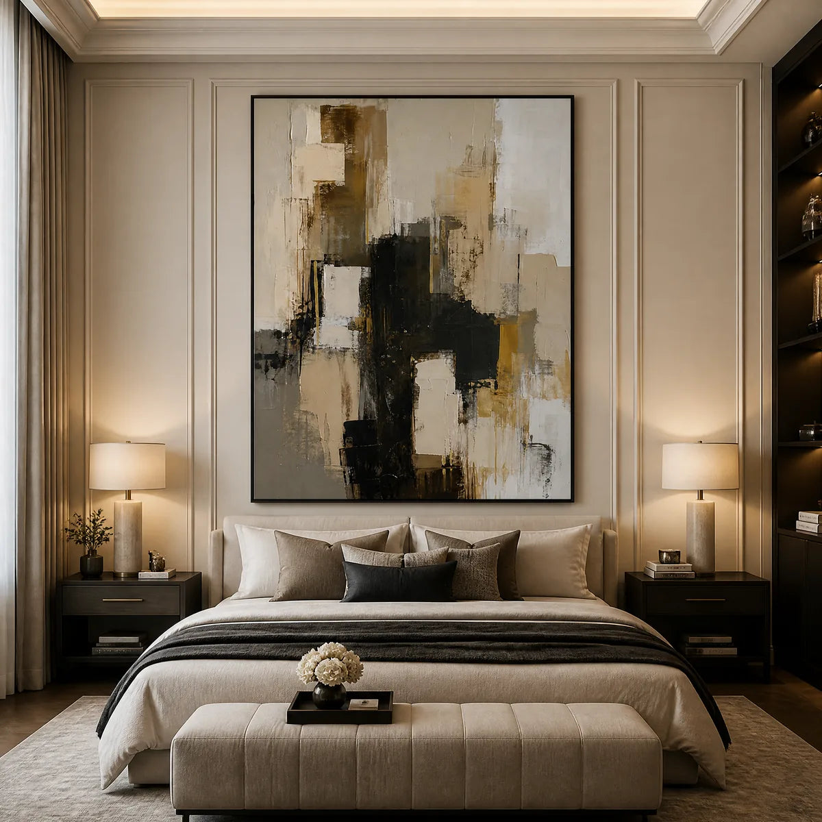 SHADOW GOLD: Neutral Black Gold Abstract