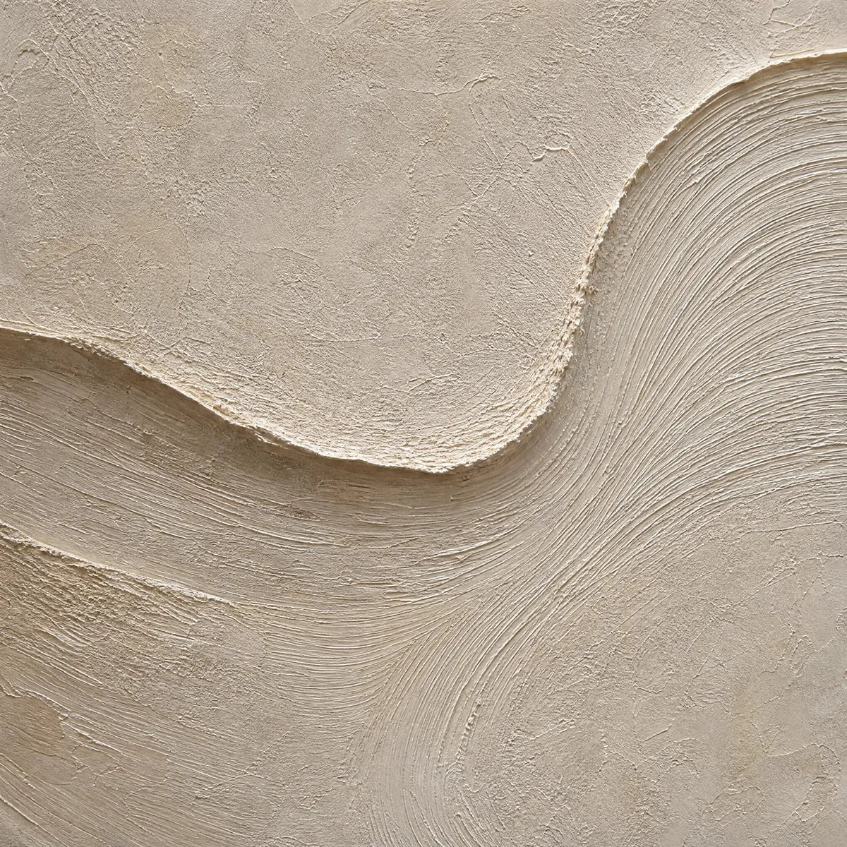 Textured beige Wabi Sabi wall art with layered abstract curves