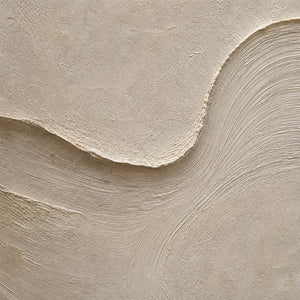 Textured beige Wabi Sabi wall art with layered abstract curves