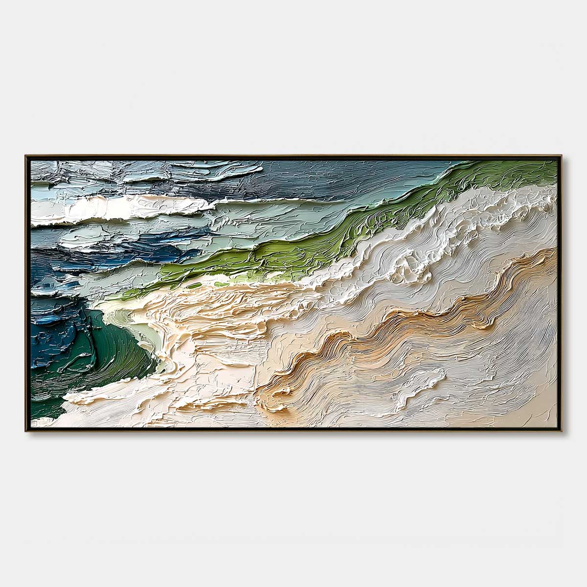 SHORELINE ECHOES: Textured Wabi Sabi Seascape Painting