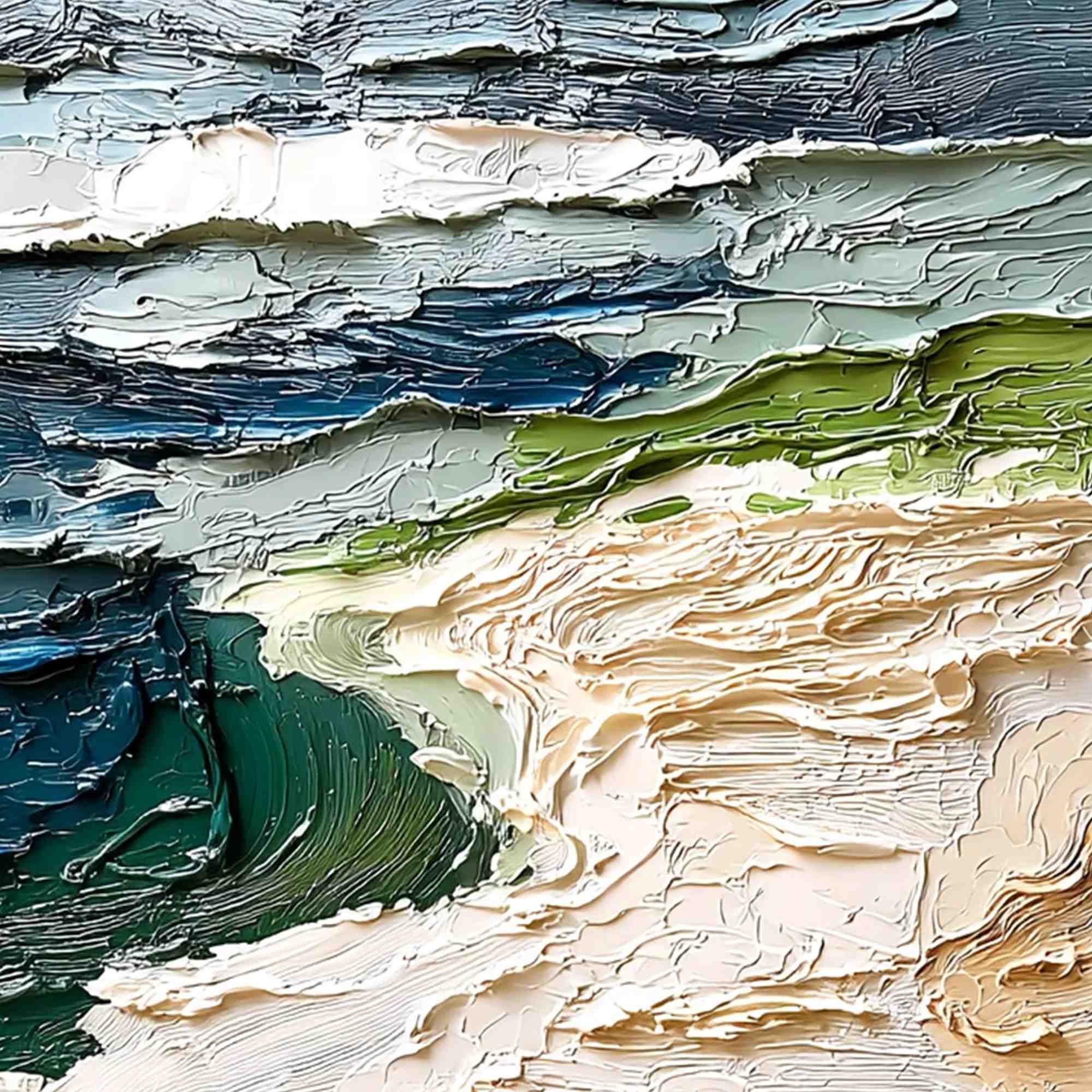 SHORELINE ECHOES: Textured Wabi Sabi Seascape Painting