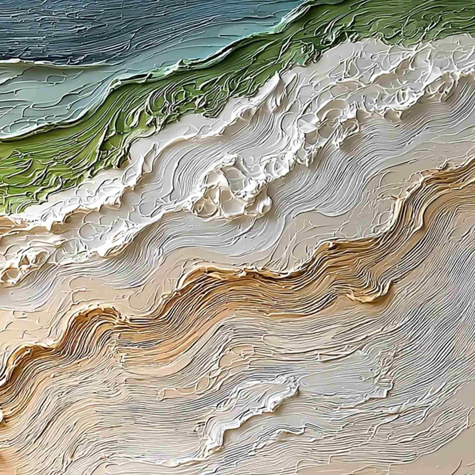 SHORELINE ECHOES: Textured Wabi Sabi Seascape Painting