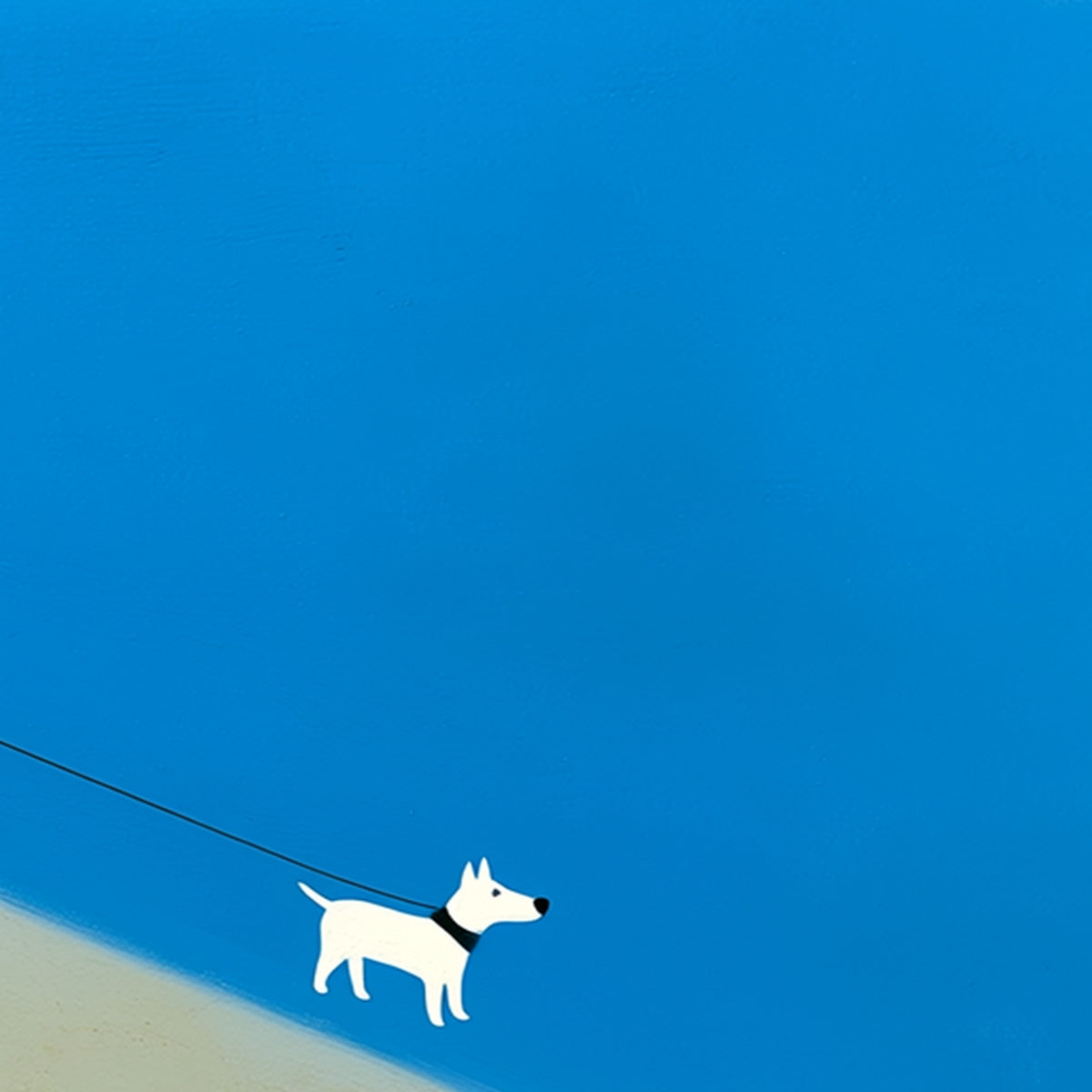 SHORELINE Minimalist Beach Scene with Dog Original Oil Painting