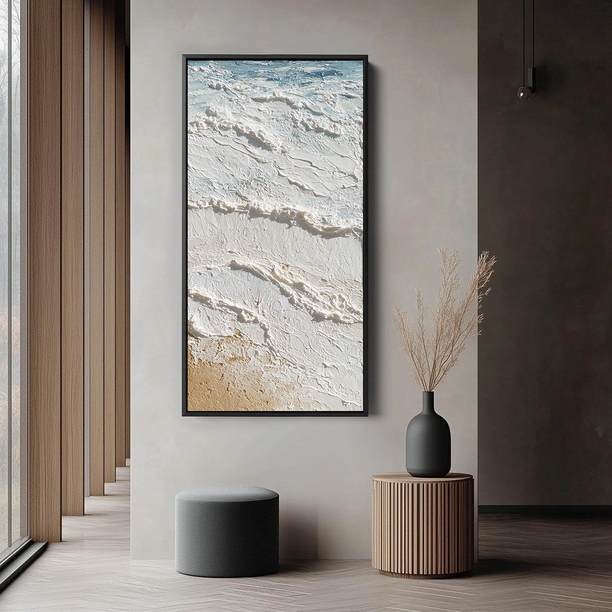 SHORELINE WHISPERS: Textured Wabi Sabi Coastal Painting