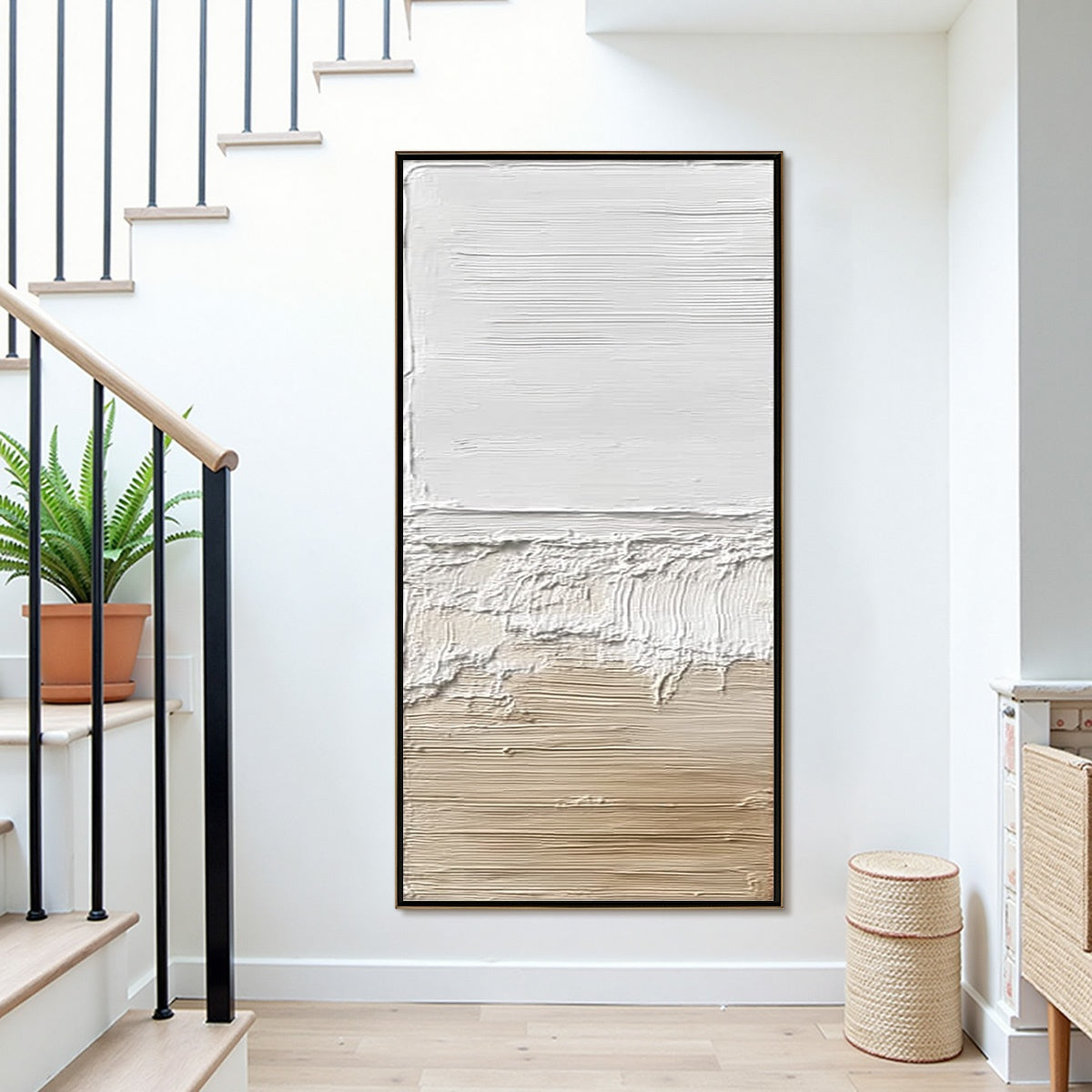 SHORELINE ECHO: Wabi Sabi Textured Minimalist Painting