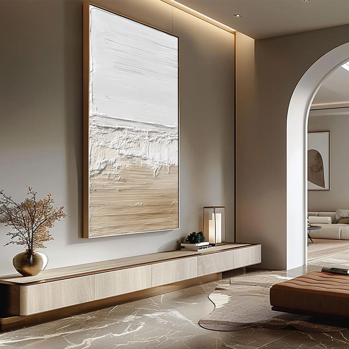 SHORELINE ECHO: Wabi Sabi Textured Minimalist Painting