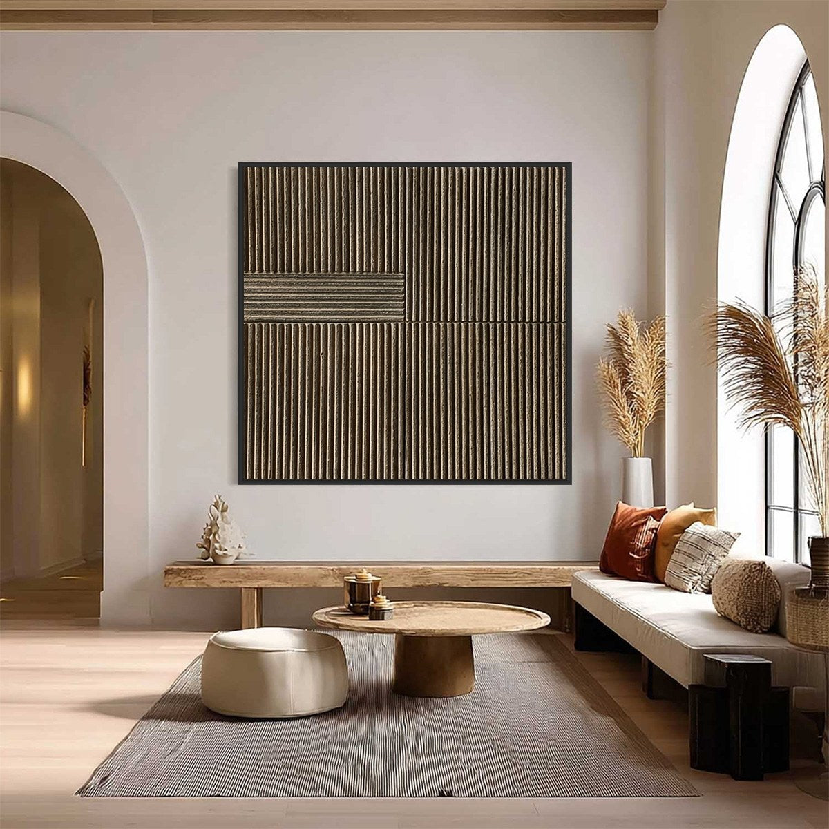 SILENT CADENCE: Square Textured Wabi-Sabi Abstract Wall Art