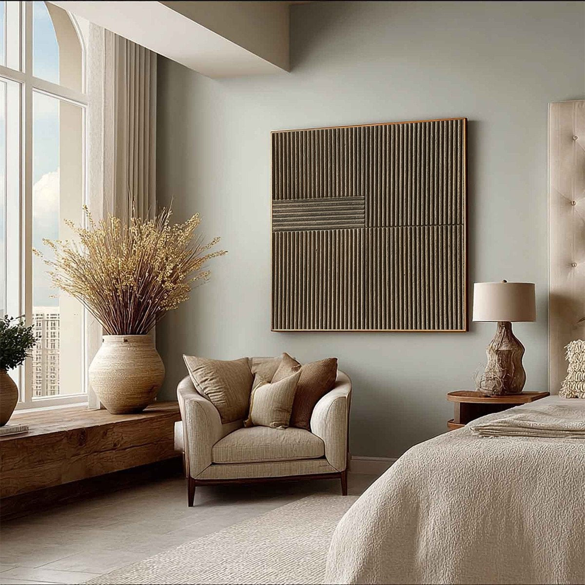 SILENT CADENCE: Square Textured Wabi-Sabi Abstract Wall Art