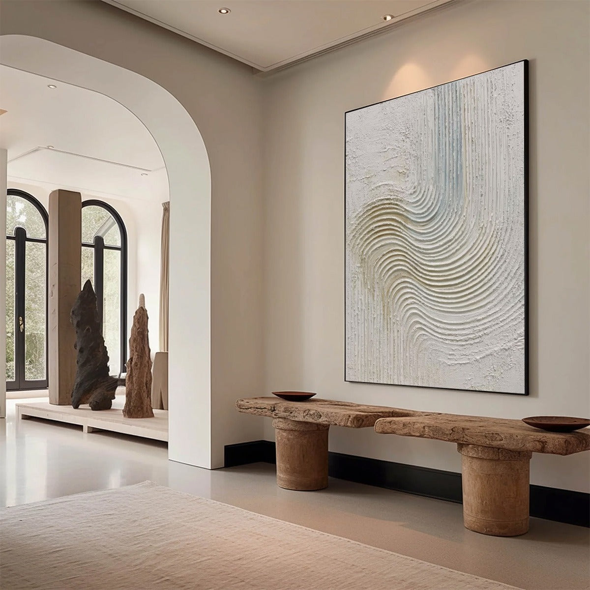 SILENT FREQUENCY: Textured Wabi Sabi Minimalist Abstract Wall Art