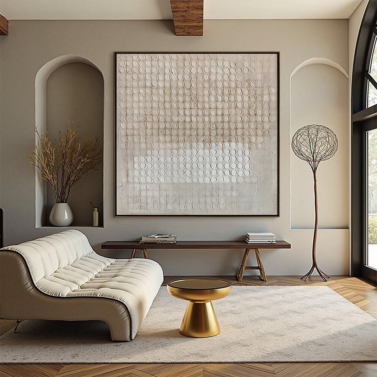 SILENT RHYTHM: Textured Wabi Sabi Abstract Painting in Neutral Tones