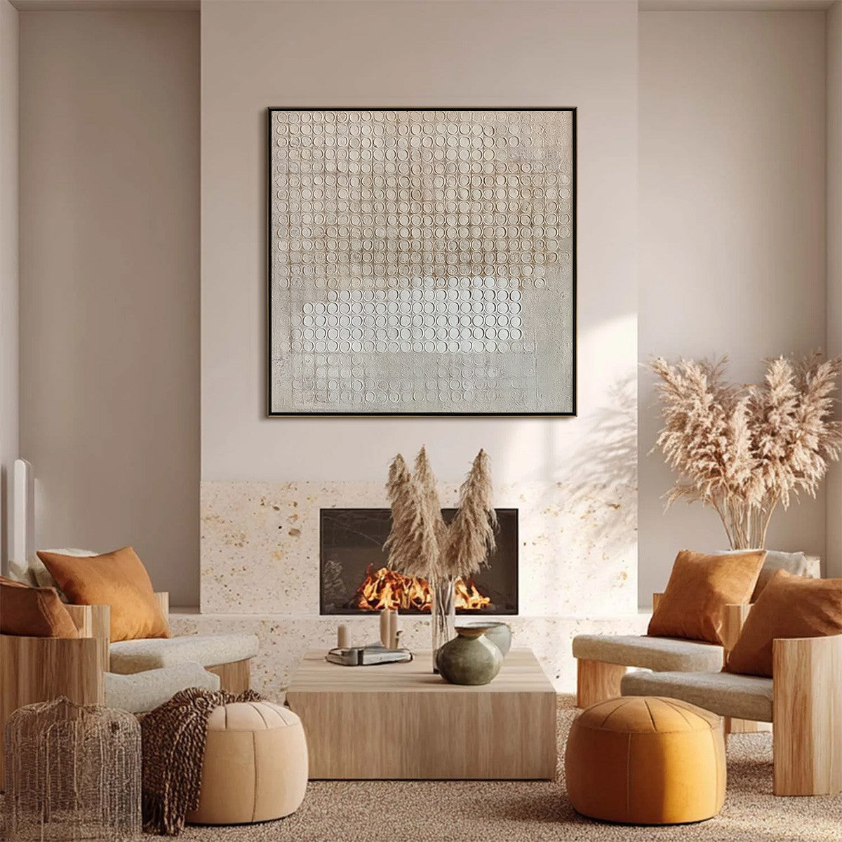 SILENT RHYTHM: Textured Wabi Sabi Abstract Painting in Neutral Tones