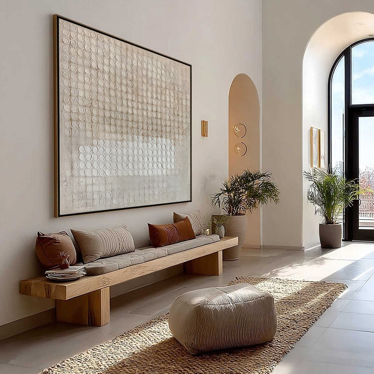 SILENT RHYTHM: Textured Wabi Sabi Abstract Painting in Neutral Tones