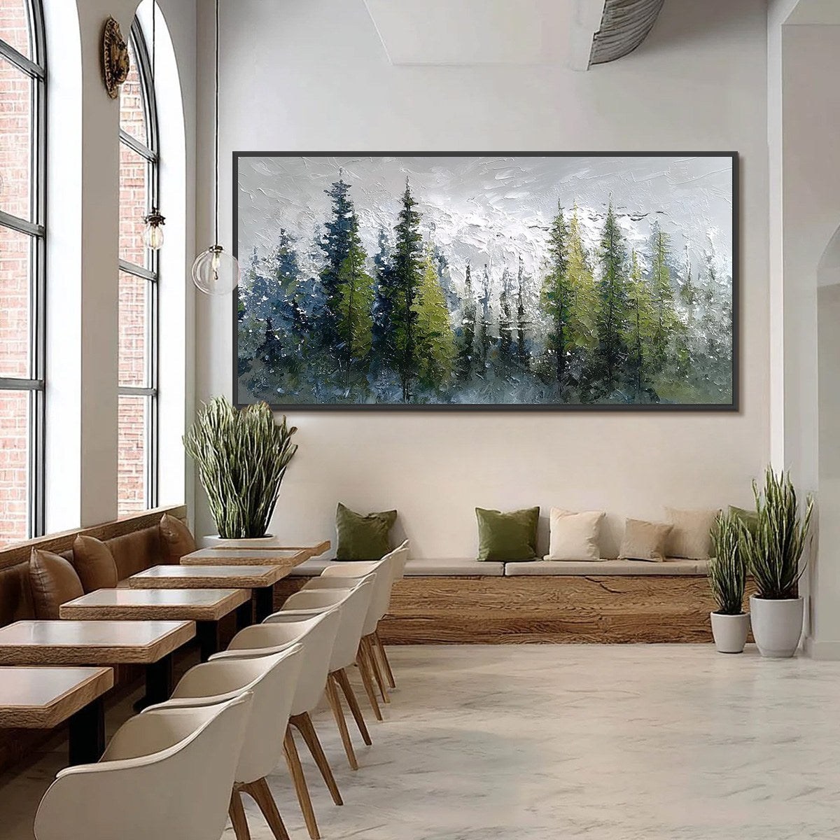 SILENT SENTINELS: Textured Impasto Pine Forest Landscape Painting